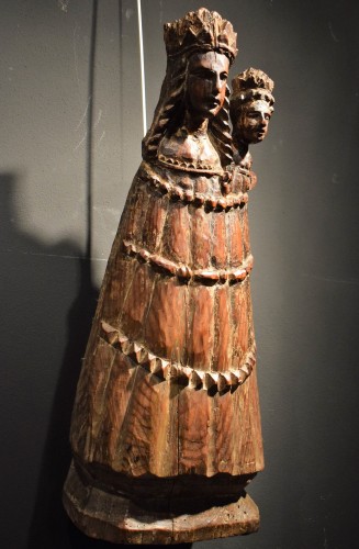 Sculpture Sculpture en Bois - Vierge à l'Enfant, sculpture en bois Hispanique Médiévale